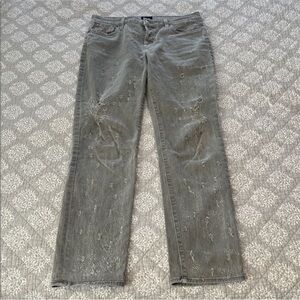 Hudson Crop Riley Relaxed Straight Grey Distressed Jeans